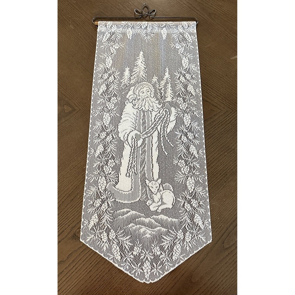 Vintage Heritage Lace Old World‎ Santa Father Christmas Deer Wall Hanging Decor